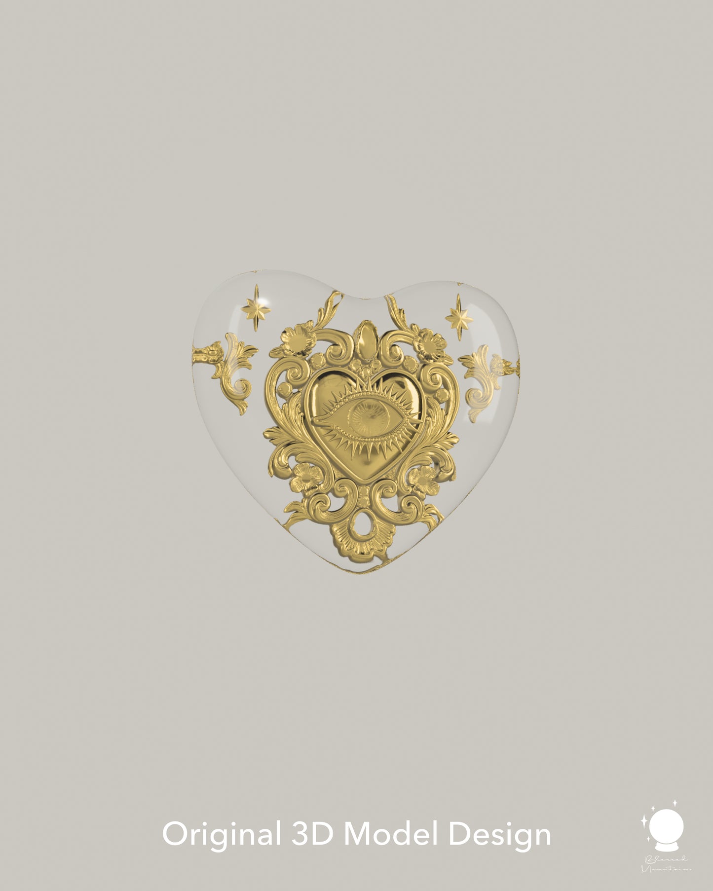 Baroque Eye Heart Pendant Necklace