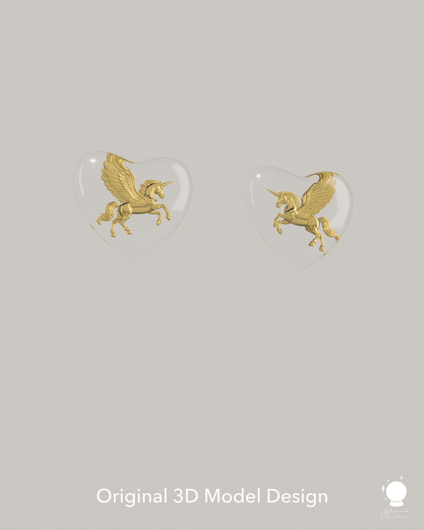 Baroque Pegasus Heart Stud Earrings