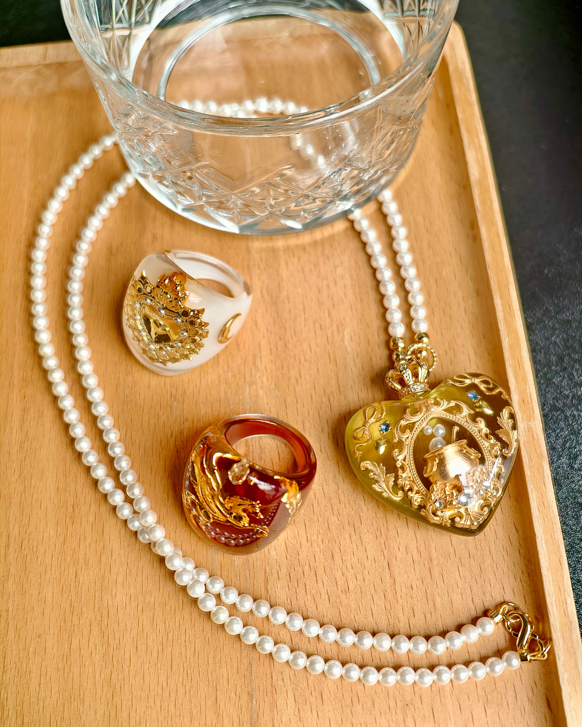 Baroque Magic Cauldron Heart Pearl Pendant Necklace