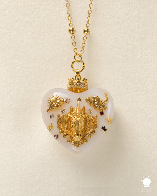 Baroque Unicorn Heart Pendant Necklace