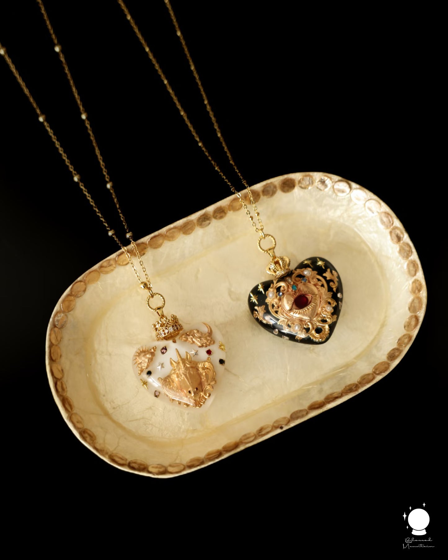 Baroque Unicorn Heart Pendant Necklace