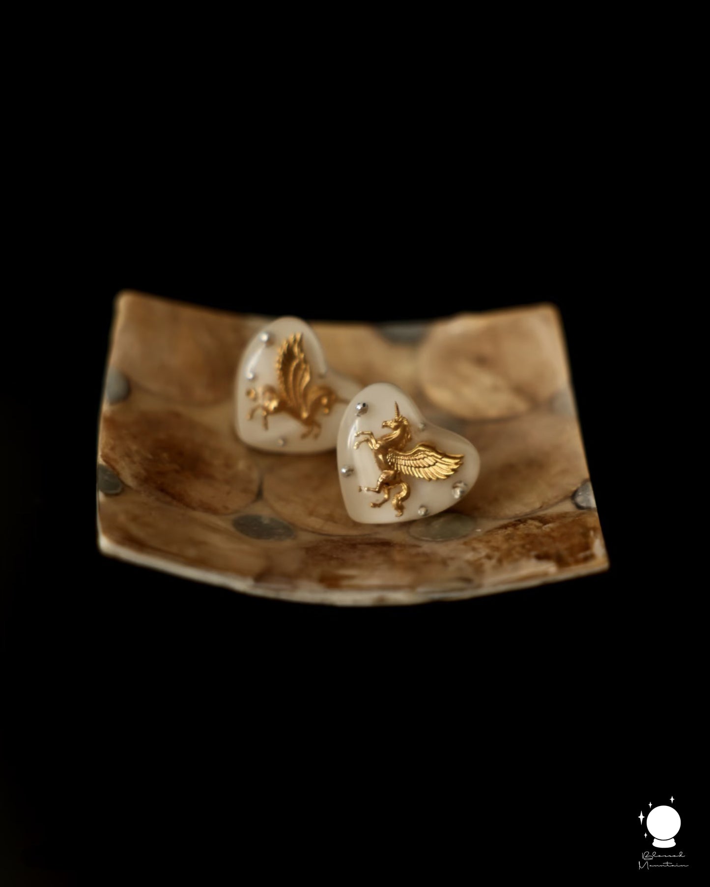 Baroque Pegasus Heart Stud Earrings
