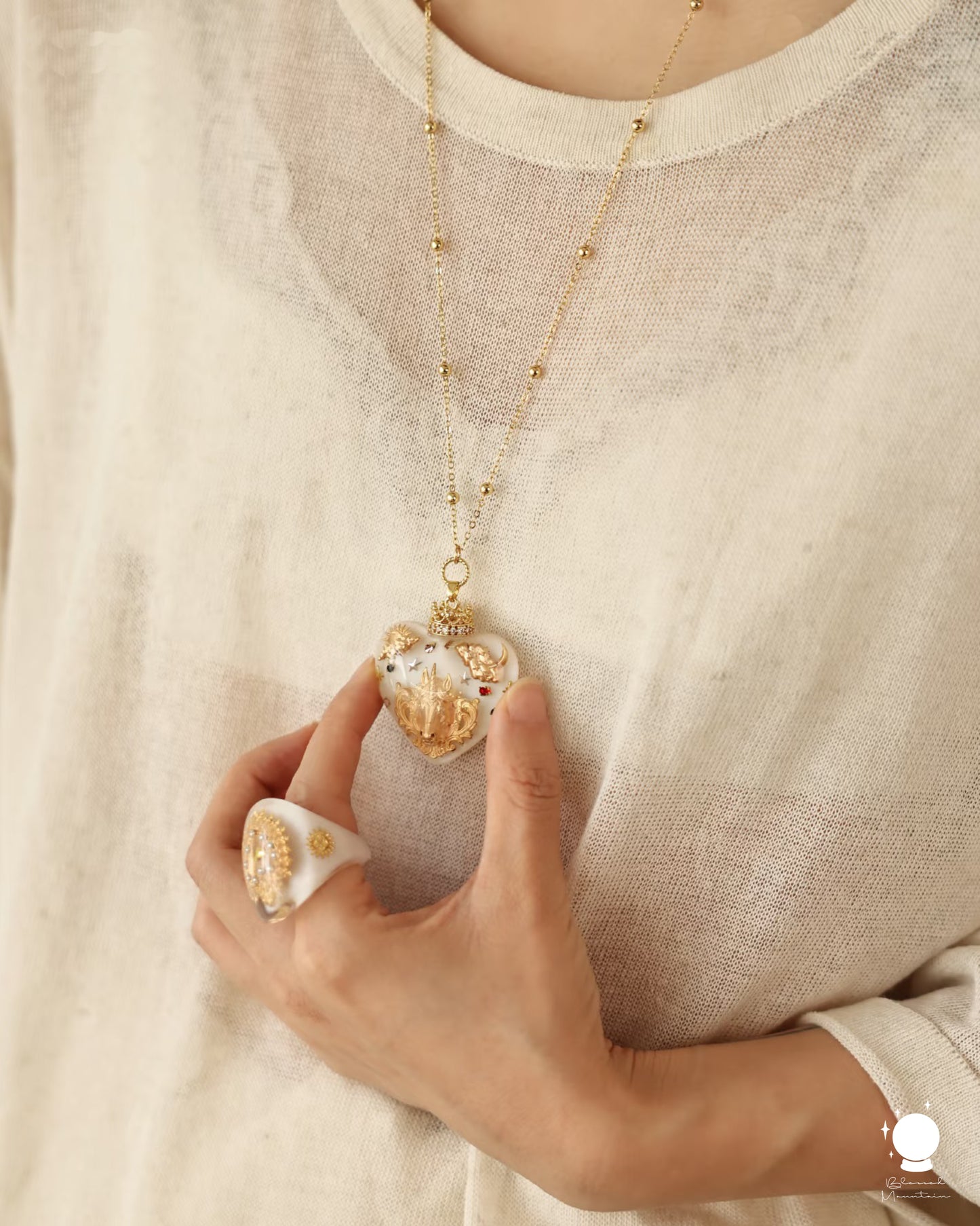 Baroque Unicorn Heart Pendant Necklace