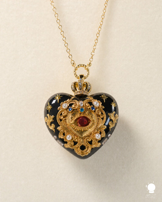 Baroque Eye Heart Pendant Necklace