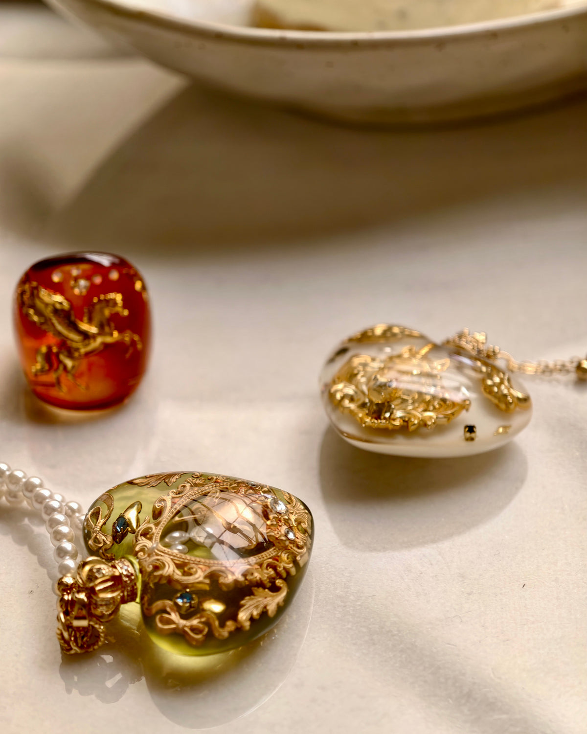 Baroque Magic Cauldron Heart Pearl Pendant Necklace