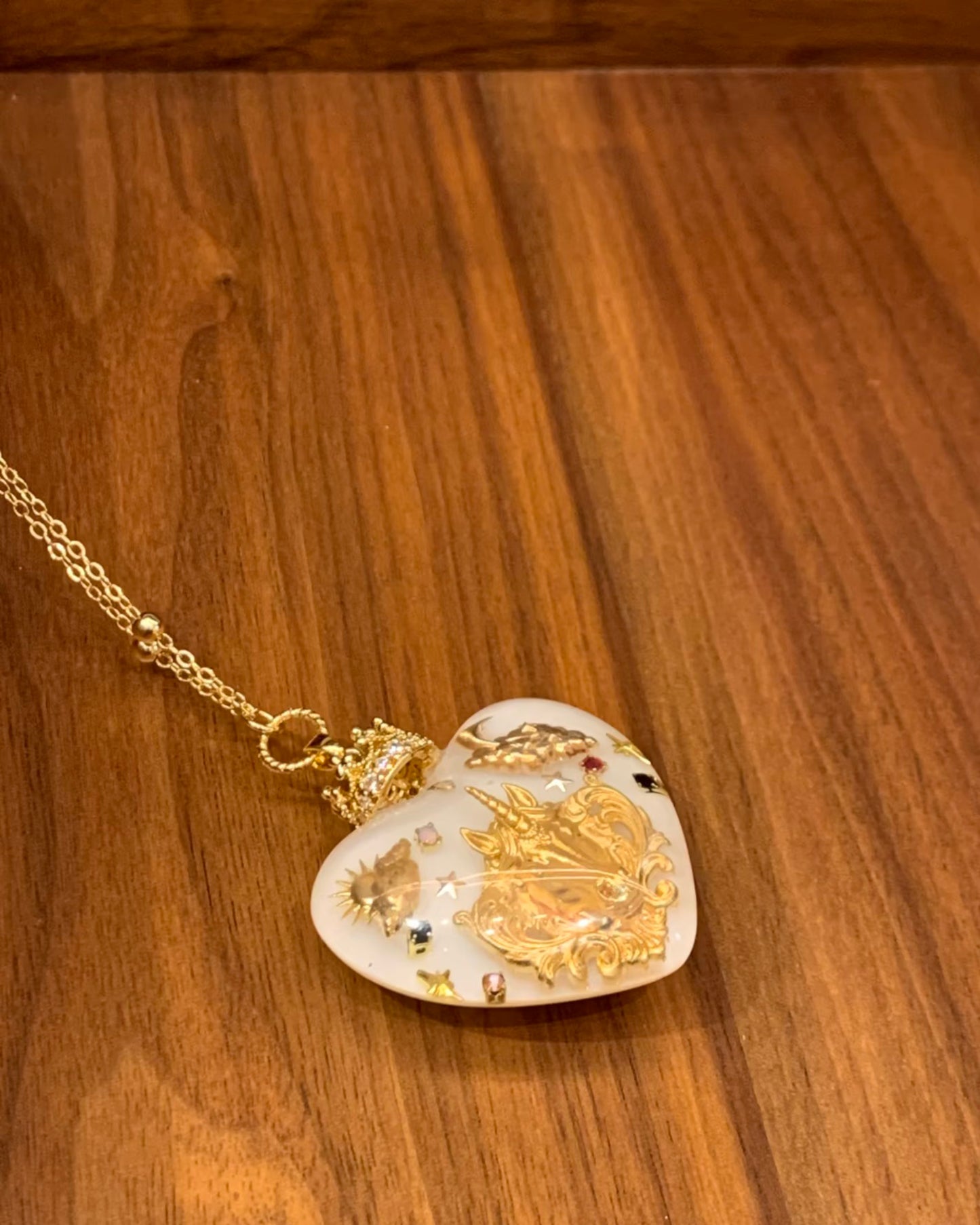 Baroque Unicorn Heart Pendant Necklace