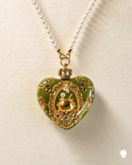 Baroque Magic Cauldron Heart Pearl Pendant Necklace