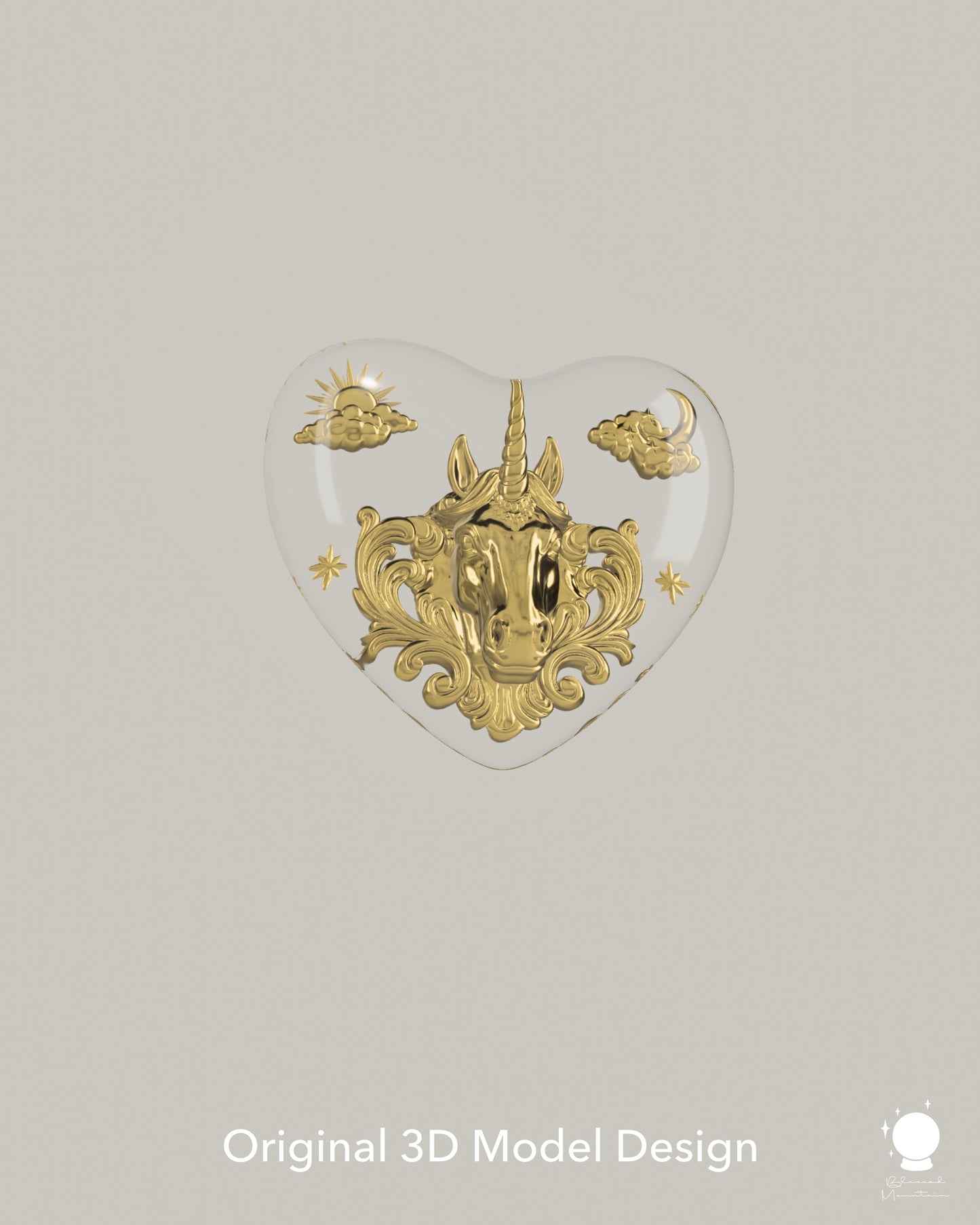 Baroque Unicorn Heart Pendant Necklace