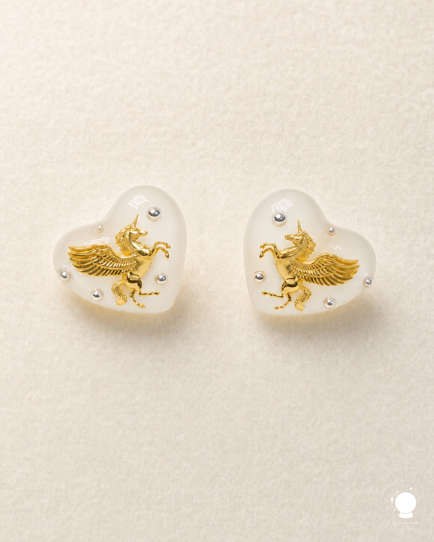 Baroque Pegasus Heart Stud Earrings